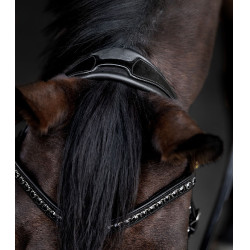 Bridon verni Waldhausen S-Line Blackshine muserolle combinée pull back Noir Bridon verni Waldhausen S-Line Blackshine muserolle combinée pull back Noir