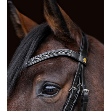 Bridon verni Waldhausen S-Line Blackshine muserolle combinée pull back Noir Bridon verni Waldhausen S-Line Blackshine muserolle combinée pull back Noir