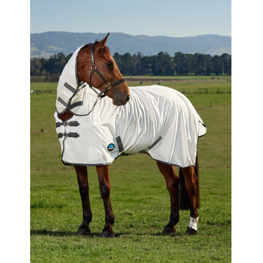 Couverture anti-mouches combo ComFiTec Tyro Weatherbeeta Blanc / charbon de bois Couverture anti-mouches combo ComFiTec Tyro Weatherbeeta Blanc / charbon de bois