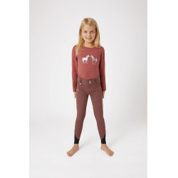 Paardrijbroek met full grip van siliconen Horze Leighton Junior telefoonzak Bordeaux