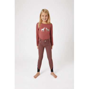 Pantalon d'équitation fond intégral en silicone Horze Leighton Ado poche téléphone Bordeaux