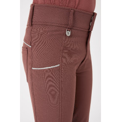 Pantalon d'équitation fond intégral en silicone Horze Leighton Ado poche téléphone Bordeaux