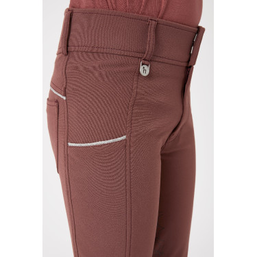 Pantalon d'équitation fond intégral en silicone Horze Leighton Ado poche téléphone Bordeaux