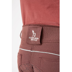 Paardrijbroek met full grip van siliconen Horze Leighton Junior telefoonzak Bordeaux