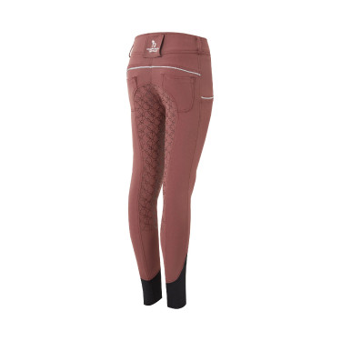 Pantalon d'équitation fond intégral en silicone Horze Leighton Ado poche téléphone Bordeaux