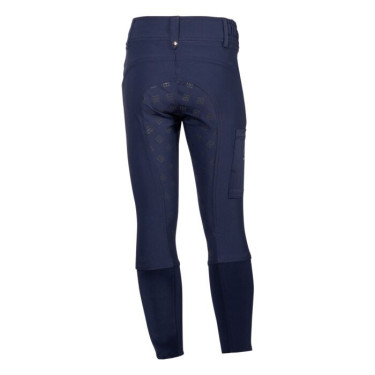Pantalon HKM Maui fond intégral en silicone enfant Bleu profond