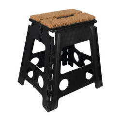 Tabouret pliant avec paillasson HKM Noir