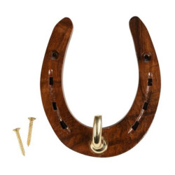 IJzeren HKM-steun op houten en messing paard Messing Goud