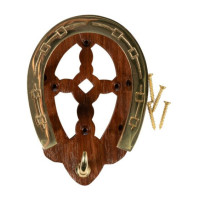 Porte-brides fer à cheval HKM en bois et laiton Porte-brides fer à cheval HKM en bois et laiton