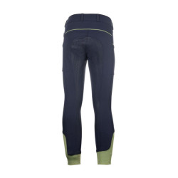 Pantalon HKM Claire fond 1/1 en silicone Bleu foncé