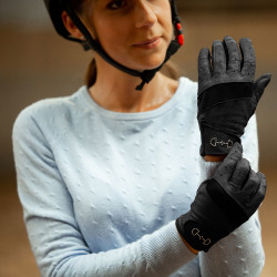 Gants cuir et mesh femme Horze Noir