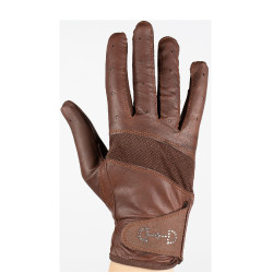Gants cuir et mesh femme Horze Marron