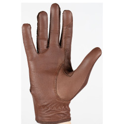 Leren en mesh handschoenen dames Horze Bruin