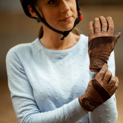 Gants cuir et mesh femme Horze Marron
