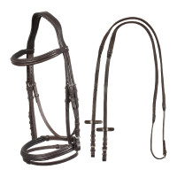 Bridon Supreme à relief carré en cuir Marron foncé