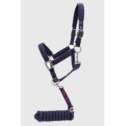 Halter en leidlijn Harcour Amour Marine / roze Blauw Halter en leidlijn Harcour Amour Marine / roze Blauw