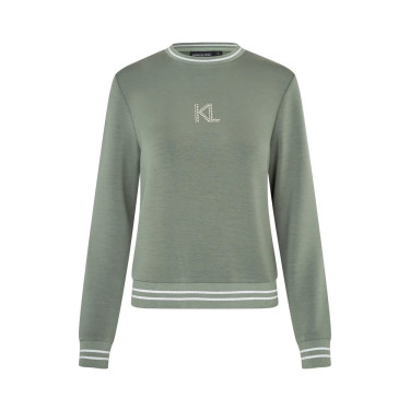 Sweatshirt femme avec cristaux Swarovski KLLilian Kingsland Vert scarabée Sweatshirt femme avec cristaux Swarovski KLLilian Kingsland Vert scarabée