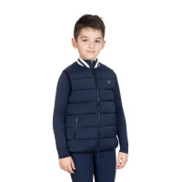 Veste sans manches Equestro technique enfant col en maille Marine blazer Bleu marine