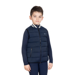 Veste sans manches Equestro technique enfant col en maille Marine blazer Bleu marine
