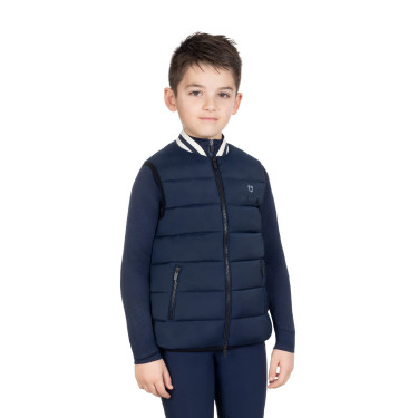 Veste sans manches Equestro technique enfant col en maille Marine blazer Bleu marine