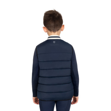 Veste sans manches Equestro technique enfant col en maille Marine blazer Bleu marine