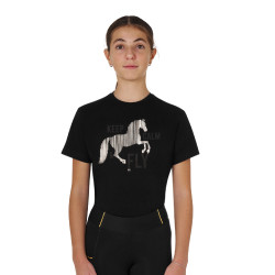 T-shirt fille Keep Calm & Fly en coton Equestro Noir