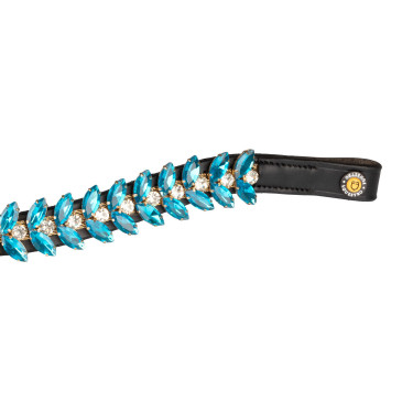 Frontal en cuir Equestro Blue Jets Crystal