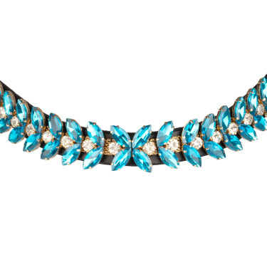 Frontal en cuir Equestro Blue Jets Crystal