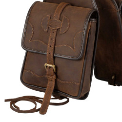 Sacoches de selle western en cuir Pool's Marron foncé