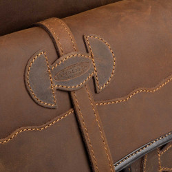Sacoche pour selle western en cuir décoré Pool's Marron foncé