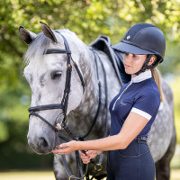 Charles Owen SP8 Plus Micro-suede cap Marineblauw