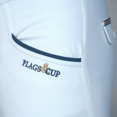 Pantalon Flags & Cup Bassano homme Blanc Pantalon Flags & Cup Bassano homme Blanc
