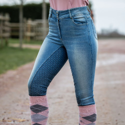Jean Fond intégral Silicone taille haute Kaia femme Horze Bleu Jean Fond intégral Silicone taille haute Kaia femme Horze Bleu
