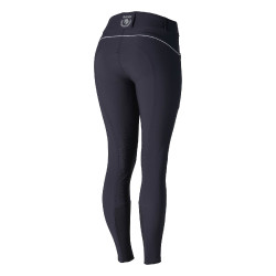 Hoge taille broek met siliconen kniestukken Aubrey Horze dames Donker marineblauw