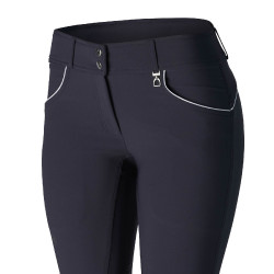 Hoge taille broek met siliconen kniestukken Aubrey Horze dames Donker marineblauw