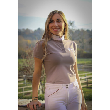 Wedstrijdpolo Pénélope Madrid met korte mouwen Taupe Bruin Wedstrijdpolo Pénélope Madrid met korte mouwen Taupe Bruin
