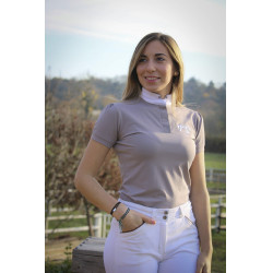 Wedstrijdpolo Pénélope Madrid met korte mouwen Taupe Bruin Wedstrijdpolo Pénélope Madrid met korte mouwen Taupe Bruin