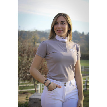 Wedstrijdpolo Pénélope Madrid met korte mouwen Taupe Bruin Wedstrijdpolo Pénélope Madrid met korte mouwen Taupe Bruin