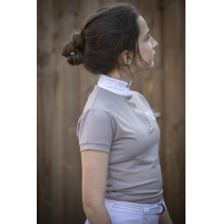 Wedstrijdpolo Pénélope Madrid met korte mouwen Taupe Bruin Wedstrijdpolo Pénélope Madrid met korte mouwen Taupe Bruin