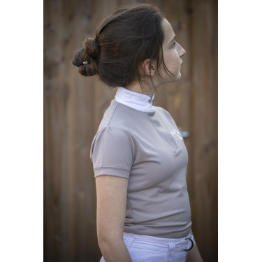 Wedstrijdpolo Pénélope Madrid met korte mouwen Taupe Bruin Wedstrijdpolo Pénélope Madrid met korte mouwen Taupe Bruin