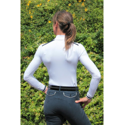 Wedstrijdpolo Pénélope Bruges met lange mouwen Wit / blauw wit rood lint