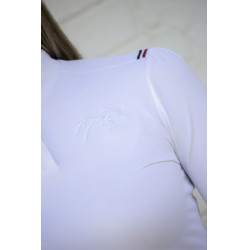 Polo de concours Pénélope Bruges manches longues Blanc / galon bleu blanc rouge