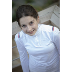 Wedstrijdpolo Pénélope Bruges met lange mouwen Wit / blauw wit rood lint