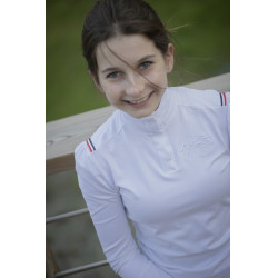 Wedstrijdpolo Pénélope Bruges met lange mouwen Wit / blauw wit rood lint