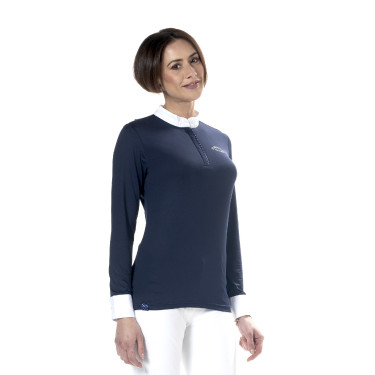 Polo Clorinda dames lange mouwen Flags & Cup Marineblauw