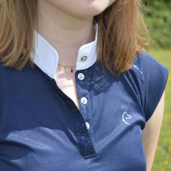 Polo Equithème Brussels met strass Marineblauw