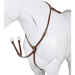 Collier de chasse martingale Acavallo en cuir 3 points Cognac Marron
