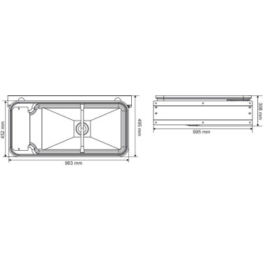 Polybac 75 M dubbele drinkbak met koordrand en bevestigingssteun La Gée