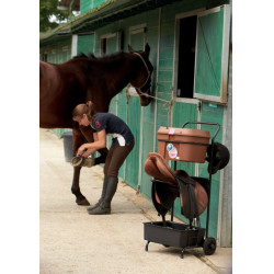 Zadelhouder met poetstas Box Colors La Gée Donker chocolade / pistache Bruin
