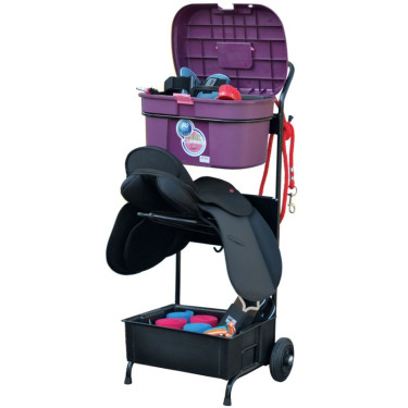 Servante porte-selle avec malle de pansage Box Colors La Gée Violet / rose